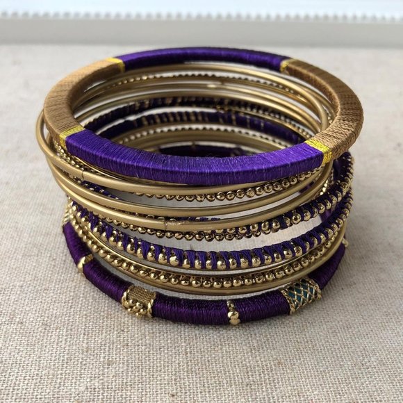 12pcs Indian Chura Gold Indigo Bangle Bracelet set